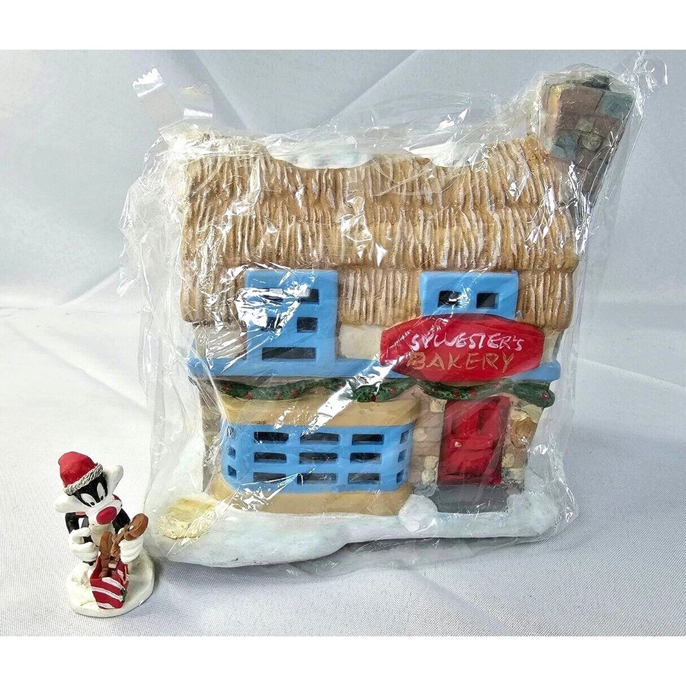 Vintage Looney Tunes 1996 Sylvester's Bakery Lighted Porcelain House READ...